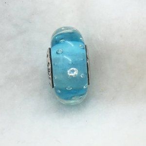 Pandora Blue Effervescence Glass Murano Bead
